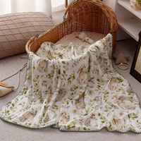 Vente en gros de couvertures de réception pour bébés en coton bambou personnalisées impressions numériques 4 couches de mousseline lange d'emmaillotage literie coffret cadeau pour nouveau-nés