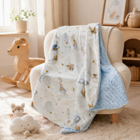 Couverture Bébé en Coton Imprimé Sensoriel 3D Minky Dot Réversible, Douce et Chaude, Motif Montgolfière, pour Literie Nouveau-né et Décoration de Crèche