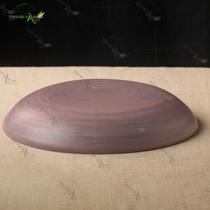 Assiette ronde en bambou biodégradable-Vaisselle écologique faite à la main pour une présentation durable des repas et des aliments - Product Image 4