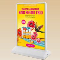 Boîte à lumière de menu LED double face A4 personnalisée Rechargeable Support de table de comptoir Affiche rectangulaire en aluminium pour la publicité