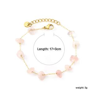 Pulsera de Cadena de Acero Inoxidable con Piedras Naturales, Chapada en Oro de 18K, a la Moda, Resistente al Agua, para Mujer, Venta al por Mayor, para el Verano - Product Image 2