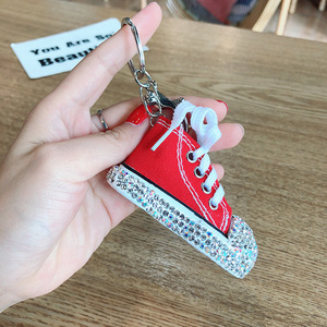 Nuevo lindo Color caramelo cristal completo diamante lona zapatos llavero colgante llavero Rhinestone coche teléfono encantos llaveros regalo - Product Image 5