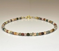 Pulsera Hecha a Mano de Alta Calidad, Impermeable, para Invierno, con Cuentas de Turmalina en Forma de Cubo, Chapada en Plata, con Piedras de Colores, Regalo de Joyería