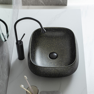 Usine OEM ODM, lavabo de salle de bain de petite taille, en marbre <span class=keywords><strong>noir</strong></span> Marquina, à poser sur le comptoir - Product Image 2