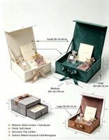 Boîte cadeau rigide simple et écologique, recyclable et réutilisable, avec rangement multi-compartiments intégré pour bijoux et coffret de parfums