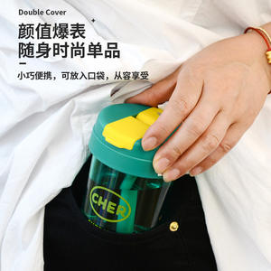 Vaso de Plástico Tiannuo con Doble Tapa, Libre de BPA, Portátil, para Estudiantes, Regreso a Clases - Product Image 3