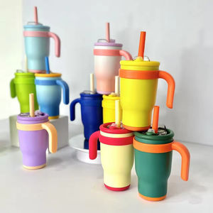 Mug isotherme en acier inoxydable anti-fuite avec logo personnalisé, 14 oz, pour enfants, bouteille d'eau de voyage d'extérieur avec couvercle et paille - Product Image 3