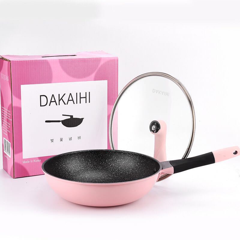 Антипригарная сковородка с каменным покрытием, вок с ручкой, электрические сковороды, домашняя кухонная сковорода