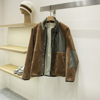Veste en polaire d'agneau unisexe à coupe ample, réversible, style Teddy, patchwork technique, coupe-vent, veste d'hiver