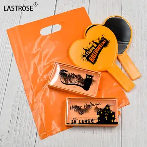 Halloween Style Orange Color Makeup Mirror Handheld Mirror Factory Customizable ABS Cosmetic Mirrors