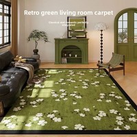 Tapis géométrique classique et romantique vert, lavable en machine, pour salon, canapé et table basse, idéal pour l'intérieur et l'extérieur.