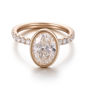 Bague de luxe en diamant de laboratoire ovale 2 carats IGl DEF VVS, or massif 18K 14K 10K, bijoux personnalisés, fiançailles, mariage, bagues fines pour femmes - Product Image 2