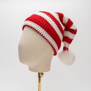 <span class=keywords><strong>Bonnet</strong></span> en laine style elfe amusant, rayé rouge et <span class=keywords><strong>blanc</strong></span> avec <span class=keywords><strong>pompon</strong></span>, chapeau d'hiver festif pour hommes et femmes, fêtes de fin d'année, usage quotidien décontracté - Product Image 1