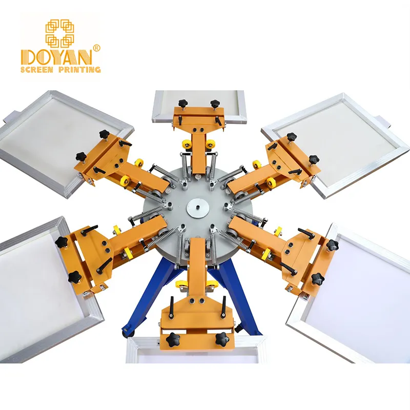 machinery rotary clothes textile 6 color 6 station t shirt manual silk screen printing machine for sale t-shirts