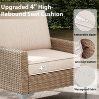 Ensemble de conversation confortable en rotin pour jardin, canapé d'extérieur modulable pour patio, idéal pour cour et bord de piscine