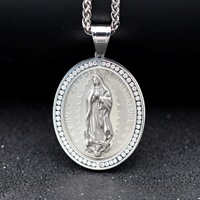 Hip Hop Sculpture Vierge Marie Religieux Chrétien Étanche Sans Ternissure En Acier Inoxydable Bijoux Pendentif Colliers pour Homme Mâle