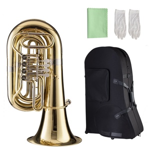<span class=keywords><strong>Tuba</strong></span> de Latón con Cuatro Válvulas Planas Electroforéticas Doradas, <span class=keywords><strong>Tuba</strong></span> Convertible a <span class=keywords><strong>Bajo</strong></span> - Product Image 1
