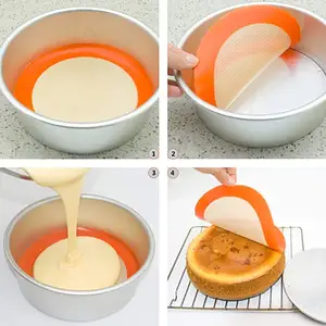 Food Grade Anti Lengket Silikon Bulat Dapat Digunakan Kembali Baking Mat untuk Kue Pan/Roti/Tortilla/Macaron/Pastry/Pie/Bun