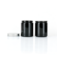 Pot en verre noir anti-UV de 230 ml et 250 ml avec couvercle à vis en aluminium, conteneur en verre à large ouverture pour le stockage de cosmétiques et de compléments alimentaires