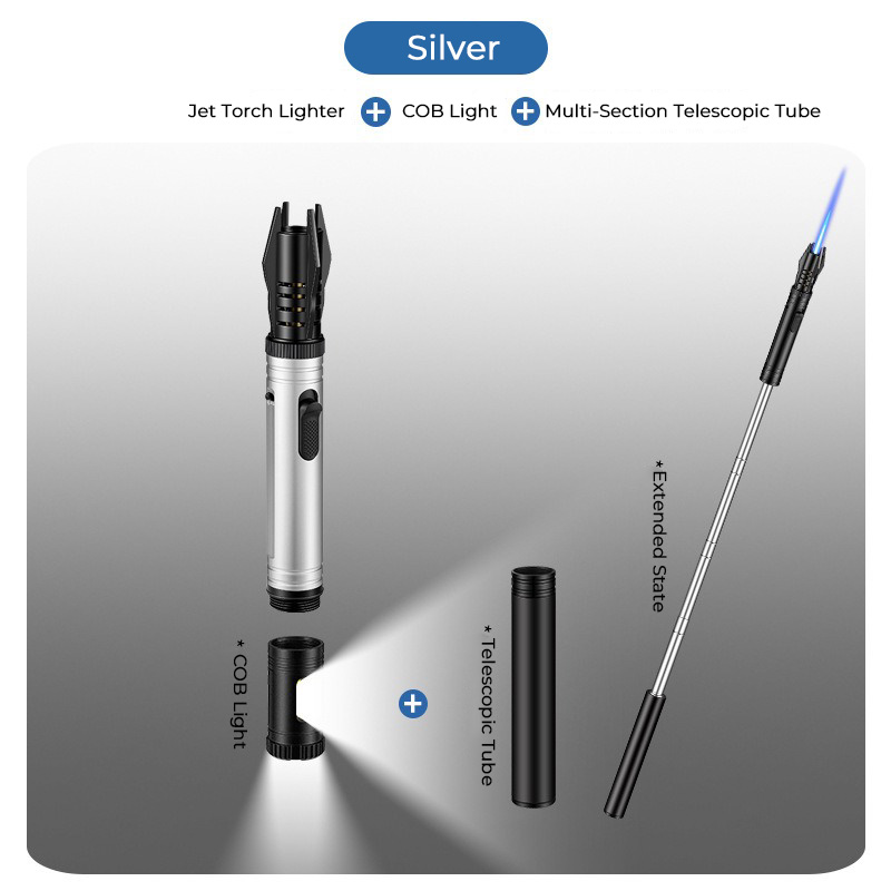 Argent avec tube flexible + lumière COB
