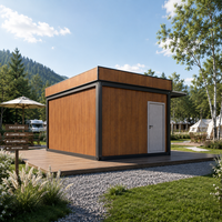 Moderner Vorgefertigter Holzoptik-Verkaufskiosk Modularer Kaffeestand mit Servicetresen