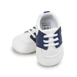 Sepatu Kulit Retro Sol Karet Bayi, Sneaker Pertama Jalan Anti Slip Sol Karet Anak Laki-laki dan Perempuan 6230