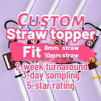 Couvre-pailles personnalisés en silicone souple 2D, 10 mm et 8 mm, avec logo d'entreprise ou d'anime, fabriqués sur mesure par le fabricant OEM