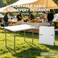 Table pliante rectangulaire robuste et portable pour le camping, les pique-niques, les banquets et les événements, hauteur réglable 120 cm, en plastique