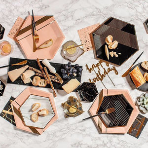 Assiettes en papier écologiques de 8 pouces (8 pièces) à blocs de couleurs, vaisselle de fête, fournitures de table pour anniversaire, Noë<span class=keywords><strong>l</strong></span>, baby shower, mariage - Product Image 4