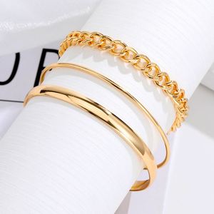Trendy Geometric Link Chain Bracelet <b>Set</b> for Women 3Pcs/<b>set</b> Punk Women Gold Chain Link <b>Bangle</b> Bracelets - Product Image 2
