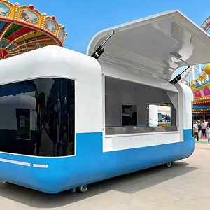 รถเข็นขายอาหารไฟฟ้าเชิงพาณิชย์ใหม่ อุปกรณ์ขายไอศกรีมและอาหารจานด่วน ทำจากเหล็กกันสนิม 4 ล้อ สำหรับร้านอาหาร - Product Image 1