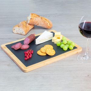 Usine en gros Rectangle Charcuterie planches de service <span class=keywords><strong>ardoise</strong></span> naturelle et planche de bois avec poignée pour pendaison de crémaillère - Product Image 6
