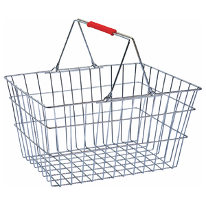 <span class=keywords><strong>Panier</strong></span> à provisions en métal de grillage d'acier inoxydable de supermarché de Chrome rectangulaire direct d'usine avec 2 poignées - Product Image 5