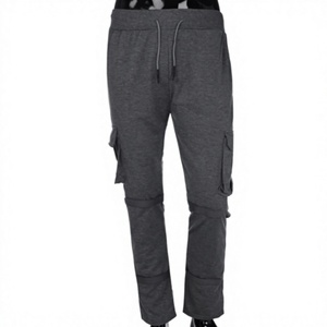 Men's Gray Cargo Sweatpants Elastic Waist Drawstring Multiple Pockets Casual Style Waterproof Breathable Lightweight Knitted - Product Image 6