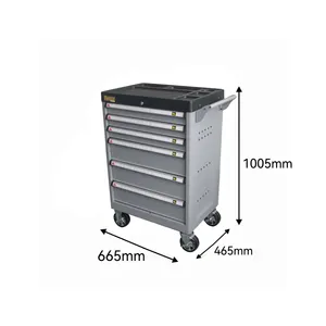 Essential for Efficient Storage -Six-Drawer Metal Tool Cabinet with Grooved Worktop and Four Wheels for Easy Mobility