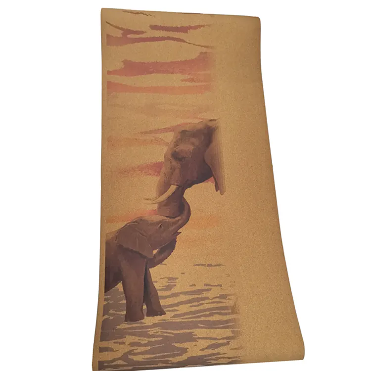 Tapis de yoga en liège éléphant personnaliser tapis de fitness d'exercice de cercle naturel pour le yoga chaud pilates sol entraînement mousse tpe rouleau