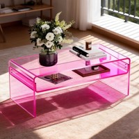 Étagère de rangement ouverte en acrylique moderne, rose, rectangulaire, table d'appoint pour café, hôtel, porte-revues multifonctionnel pour la maison, salon