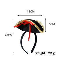 Mini chapeau de pirate des Caraïbes pour Halloween, bandeau à plumes, accessoire de cheveux pour cosplay et décorations de fête