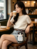 OEM ODM Gantungan Kunci Tempat Kartu Foto Boneka Kucing Kartun Kustom Kawaii Lembut Tempat Kartu Foto Idol Kpop Tempat Kartu ID Pelajar