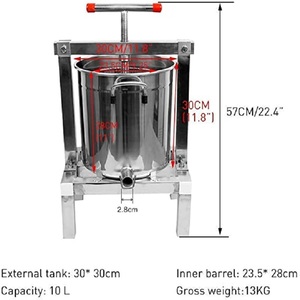Prensa Manual de Acero Inoxidable para Apicultura, Extractor de Miel, Cera de Abejas, Vino y Jugo, con Filtro Nuevo - Product Image 3