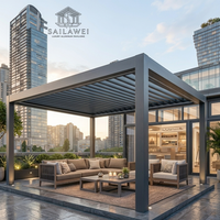 Pergola autoportante moderne 3x3m avec toit à lames en aluminium motorisé, imperméable, écologique, auvent de jardin naturel, pour une vie de luxe