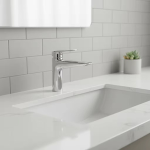 <span class=keywords><strong>Robinet</strong></span> de lavabo chromé YF, mitigeur chaud/froid à poignée unique avec design moderne et élégant - Product Image 3