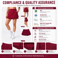 Jupe de tennis personnalisée pour femme, double couche, plissée thermocollée, avec short de sécurité intégré, taille élastique, poches latérales, superposition avant