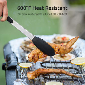 Heat Resistant Silicone <strong>Kitchen</strong> <strong>Tongs</strong> Non-Slip Food <strong>Tongs</strong> Stainless Steel Handle Cooking <strong>Tongs</strong> With Locking Clip - Product Image 3