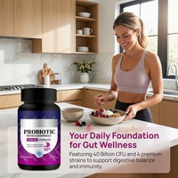 Cápsulas de Suplemento Digestivo Probiótico de Marca Privada OEM con 40 Mil Millones de UFC y Vitaminas para la Salud Intestinal de Adultos