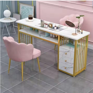 Mesa de Manicura Moderna y Elegante para Salón de Uñas, Mueble de Madera con Silla de Metal para Dormitorio o Centro Comercial - Product Image 1