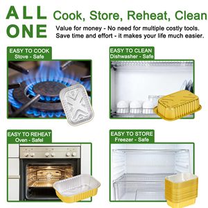 650ml/23oz 16*11cm Disposable Airtight <b>Foil</b> Lunch Box Gold Empty Aluminum <b>Foil</b> <b>Container</b> With Lid - Product Image 5