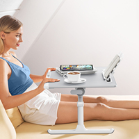 Mesa para Portátil para Cama, Bandeja Grande Ajustable para Computadora, Soporte para Portátil con Luz Ajustable de Tres Niveles