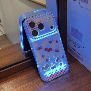 Nouvelle <span class=keywords><strong>Coque</strong></span> de Téléphone Transparente Rouge à Carreaux Cerise pour <span class=keywords><strong>iPhone</strong></span> 17 16 15 Pro Max avec <span class=keywords><strong>Induction</strong></span> Vocale et Flash d'Appel Entrant - Product Image 4
