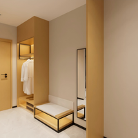 Mueble de entrada para hotel personalizado para pedidos al por mayor, listo para ensamblar, mueble de almacenamiento para pasillo de hotel, precio competitivo de fábrica